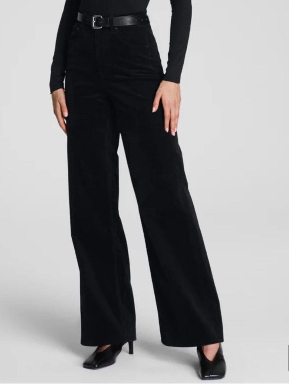 Spanx Wide Leg Black Corduroy Pants Women's Sz Xs NWT